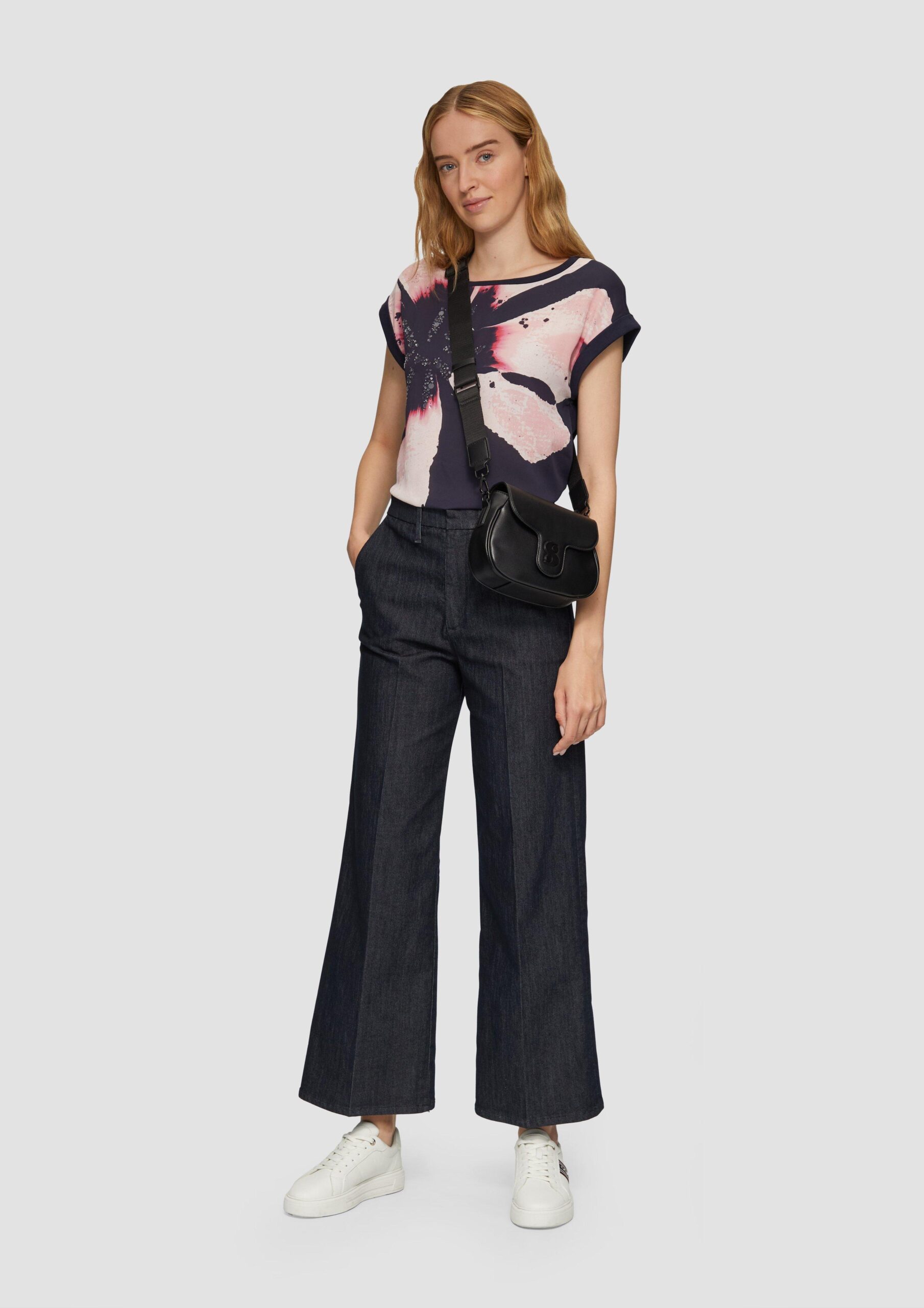 Blusenshirt im Fabricmix mit Pailletten