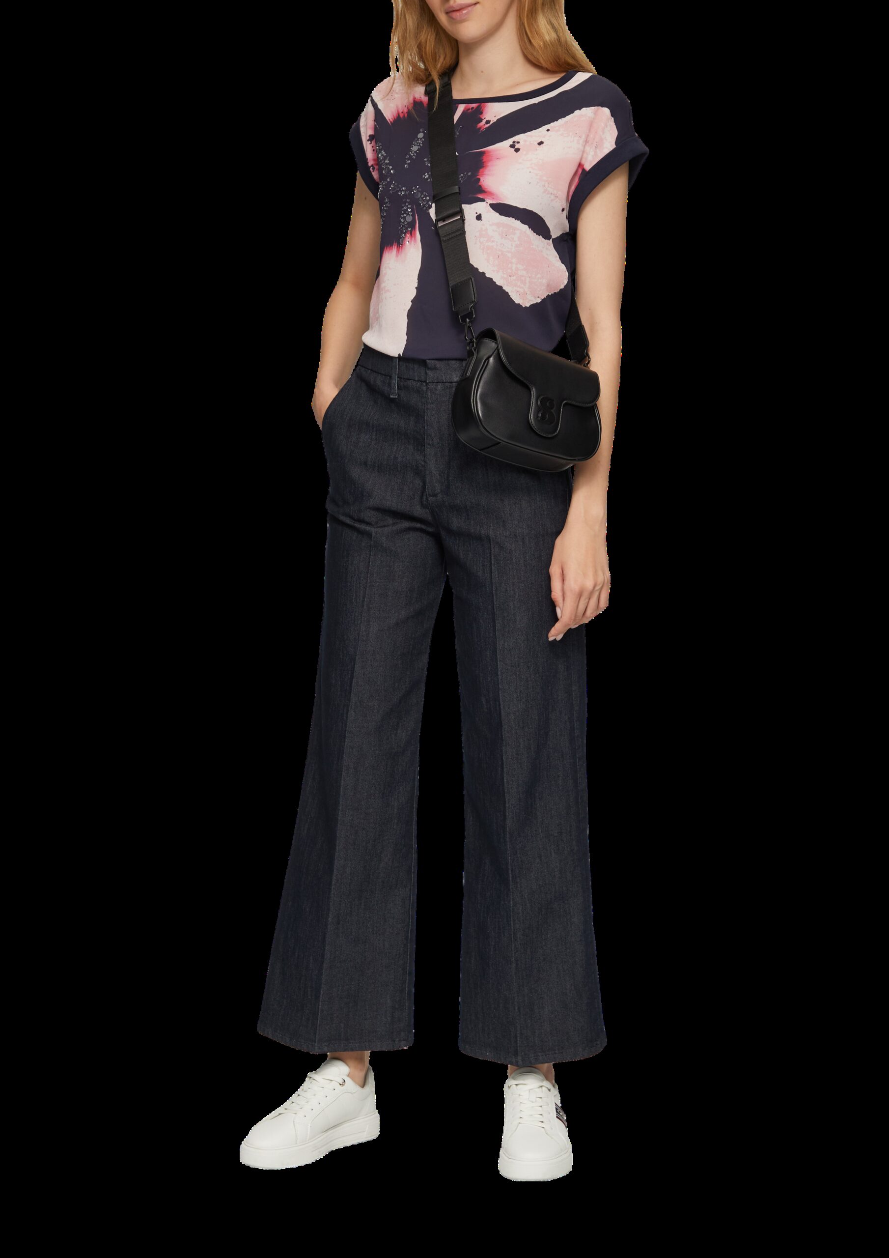 Blusenshirt im Fabricmix mit Pailletten