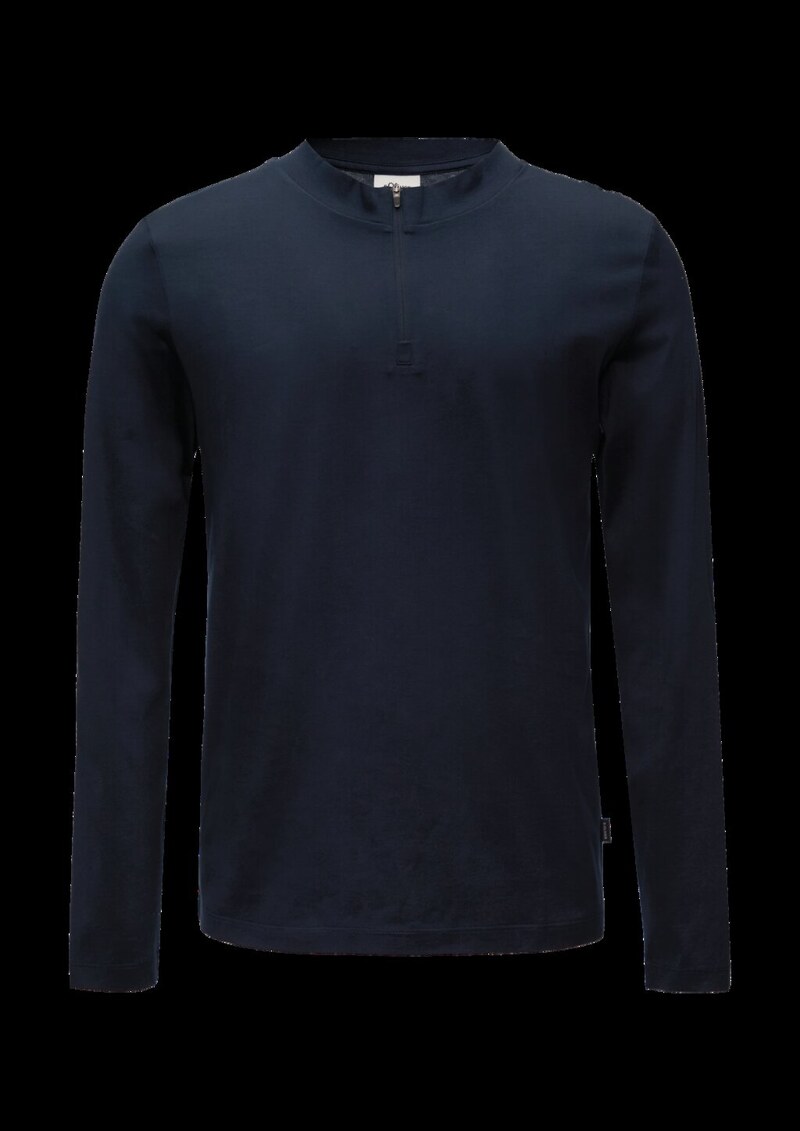 Langarmshirt mit Reißverschluss aus mercerisierter Baumwolle