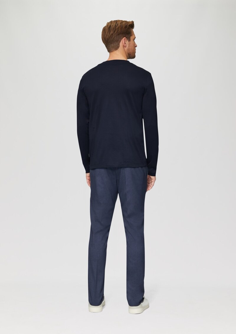 Langarmshirt mit Reißverschluss aus mercerisierter Baumwolle