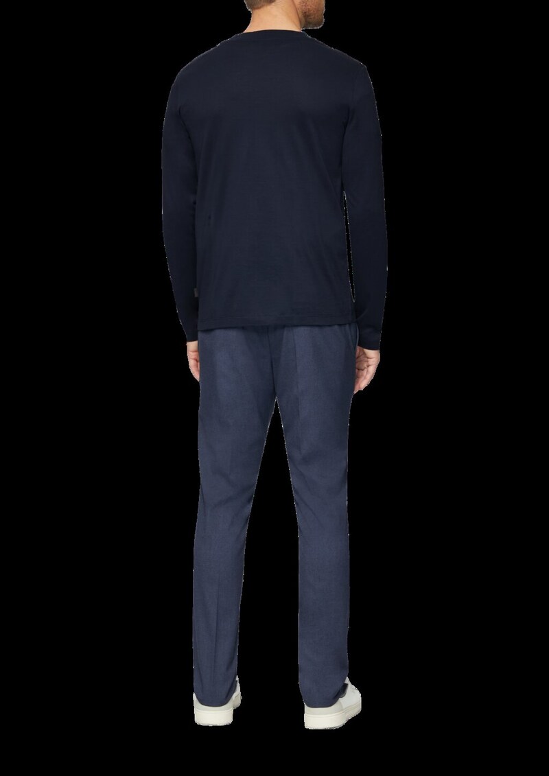 Langarmshirt mit Reißverschluss aus mercerisierter Baumwolle