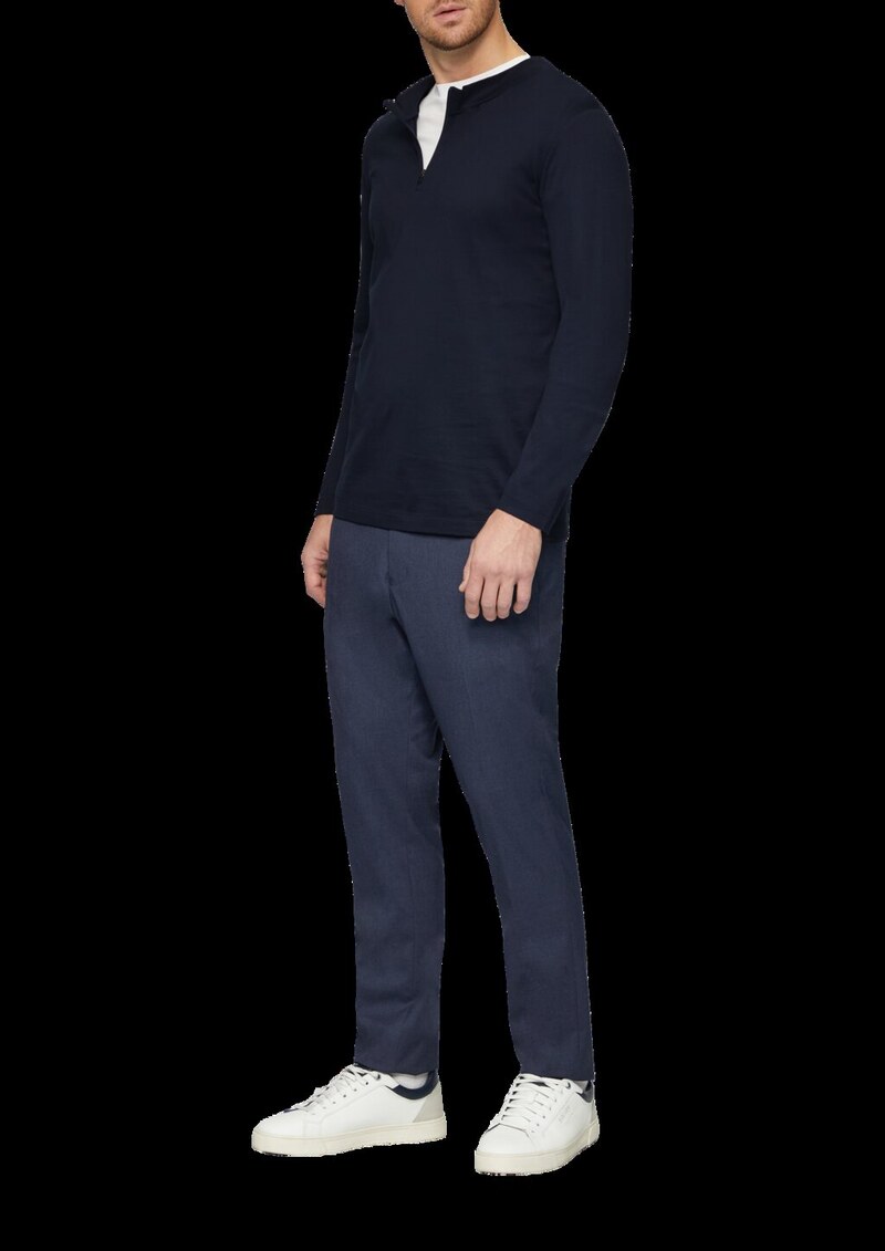 Langarmshirt mit Reißverschluss aus mercerisierter Baumwolle