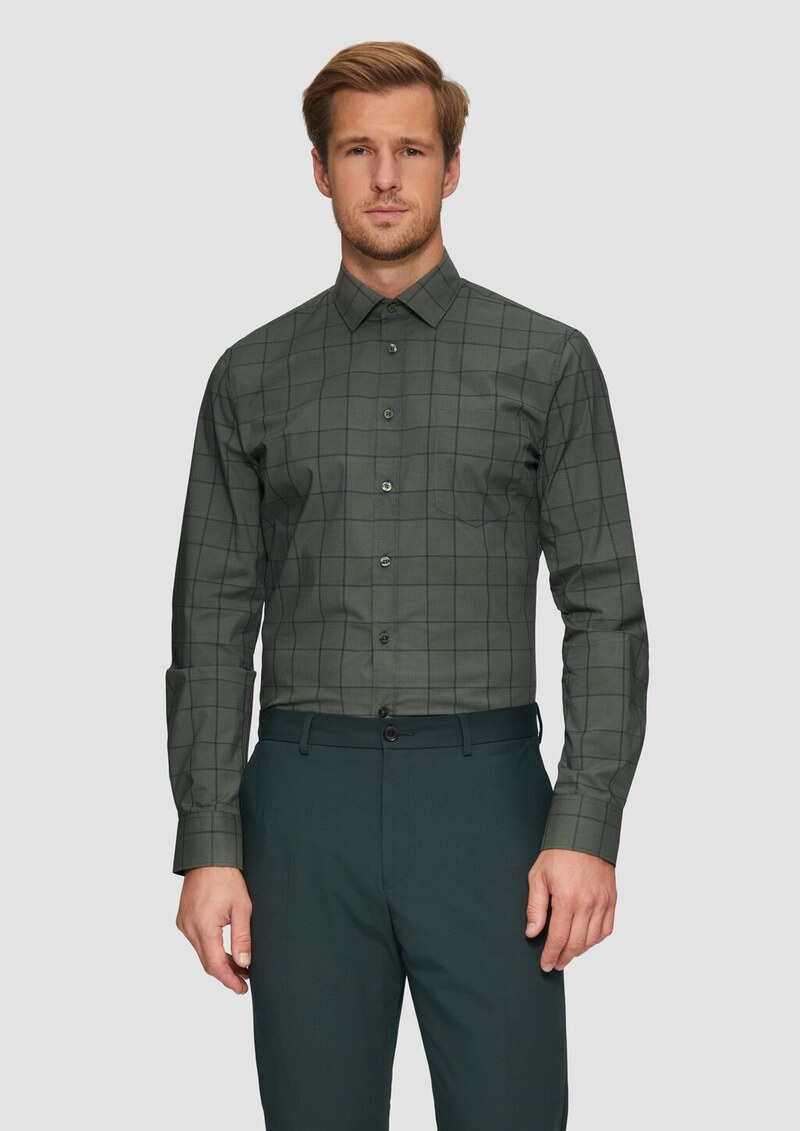 Tailored Fit: Kariertes Hemd aus Baumwollstretch