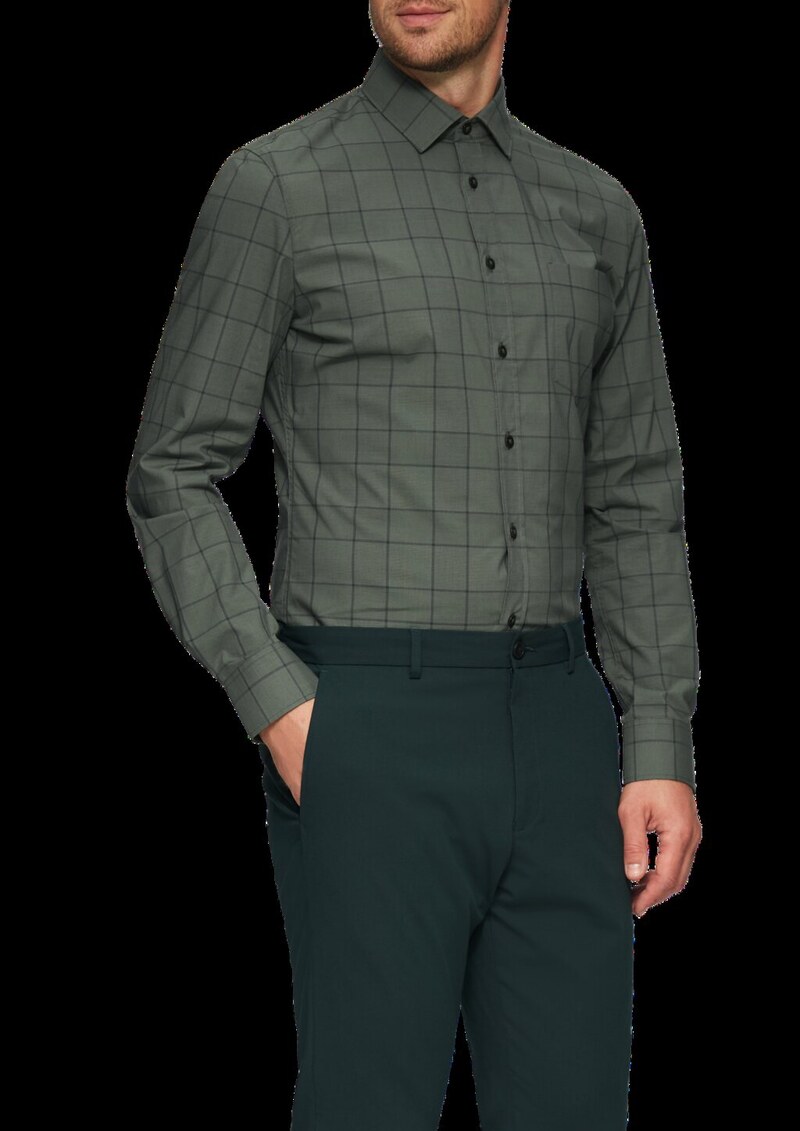 Tailored Fit: Kariertes Hemd aus Baumwollstretch