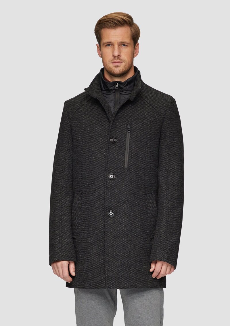 Wattierter Wollmix-Mantel mit herausnehmbarem Einsatz