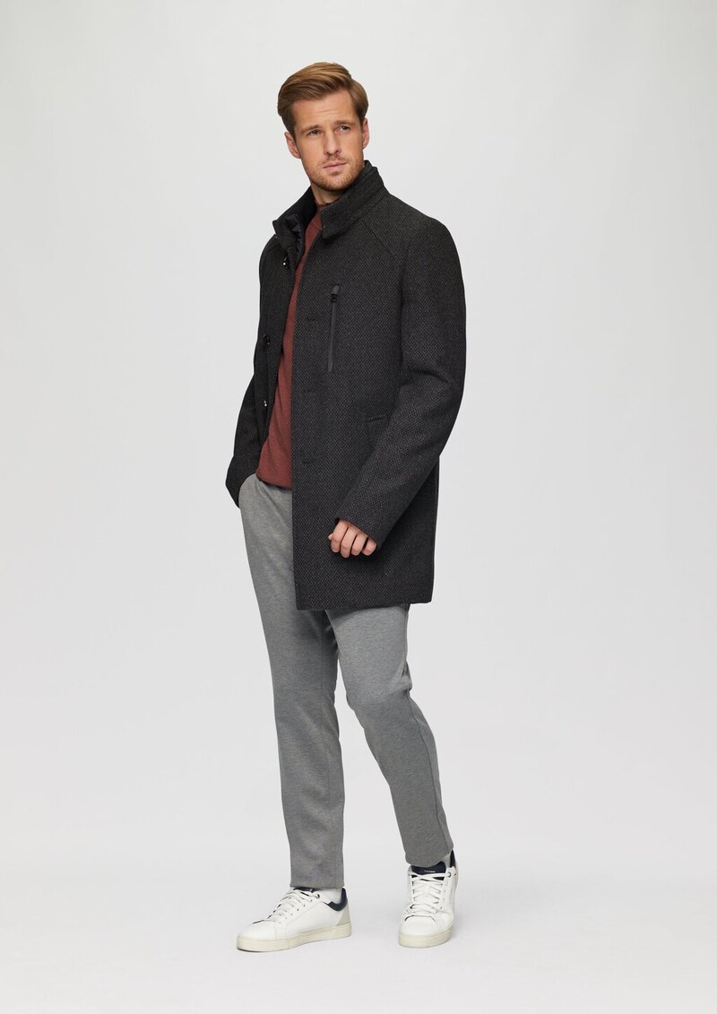 Wattierter Wollmix-Mantel mit herausnehmbarem Einsatz