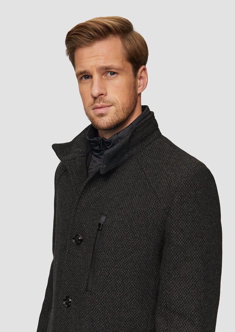 Wattierter Wollmix-Mantel mit herausnehmbarem Einsatz