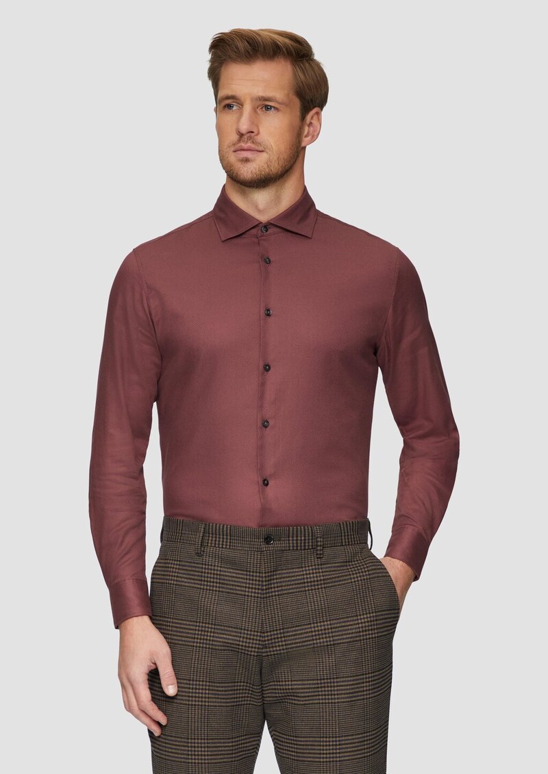 Tailored Fit: Fein strukturiertes Hemd aus Comfort Stretch