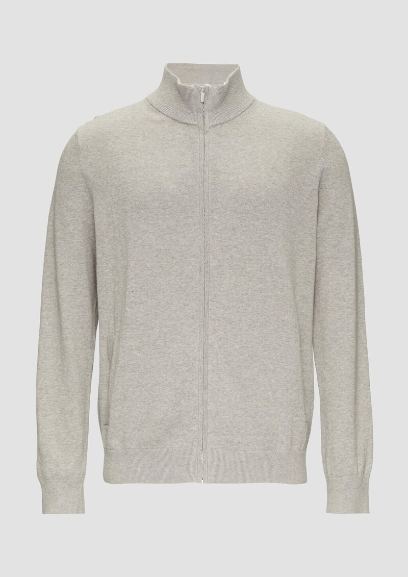 Zip-Jacke aus feinem Strick mit Stehkragen