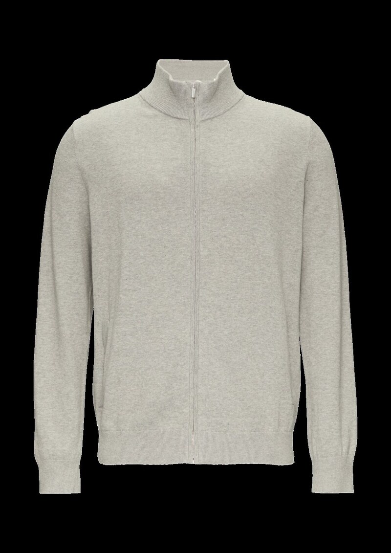 Zip-Jacke aus feinem Strick mit Stehkragen