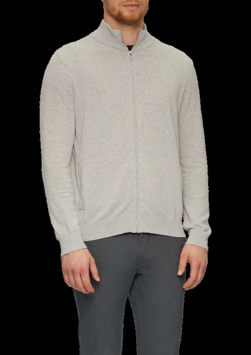 Zip-Jacke aus feinem Strick mit Stehkragen