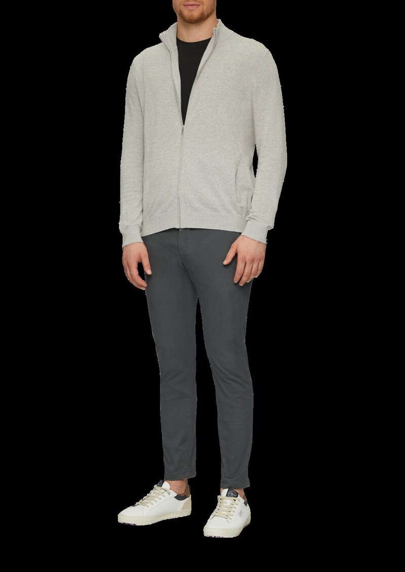 Zip-Jacke aus feinem Strick mit Stehkragen