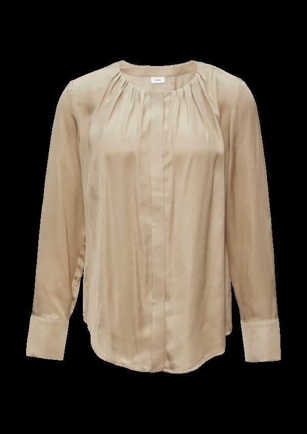 Satinbluse mit Raffung und verdeckter Knopfleiste