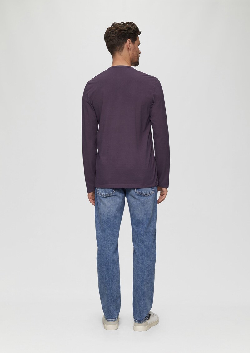 Langarmshirt mit Henley-Ausschnitt und Garment Dye