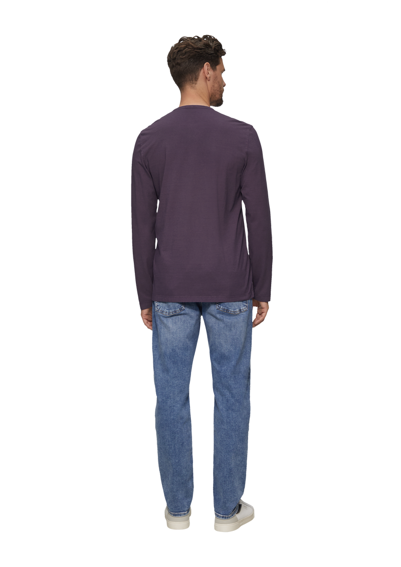 Langarmshirt mit Henley-Ausschnitt und Garment Dye