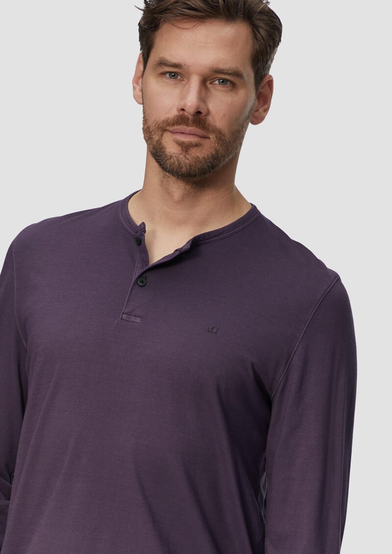 Langarmshirt mit Henley-Ausschnitt und Garment Dye