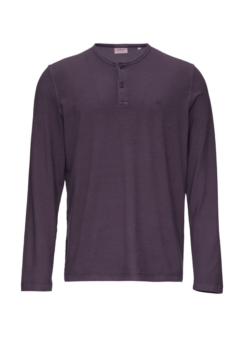Langarmshirt mit Henley-Ausschnitt und Garment Dye