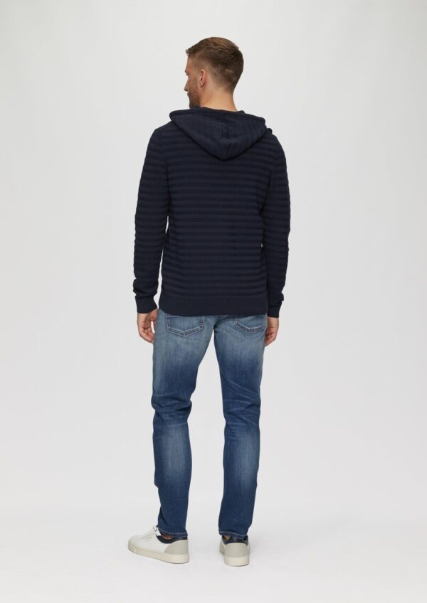 Strickpullover mit Kapuze und Strukturstreifen