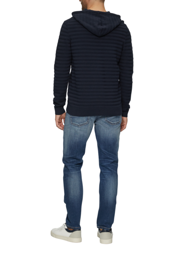 Strickpullover mit Kapuze und Strukturstreifen