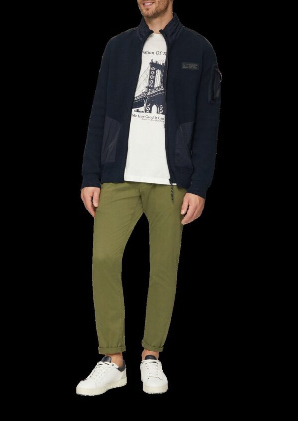 Strickjacke im Fabricmix mit Stehkragen