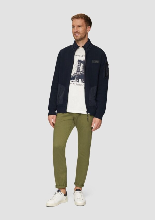 Strickjacke im Fabricmix mit Stehkragen