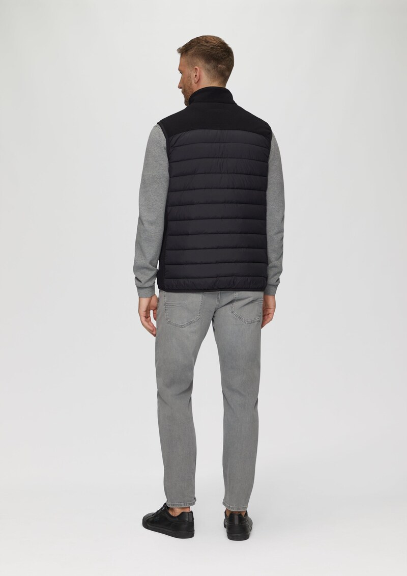 Pufferweste im Fabricmix mit Kontrast-Details