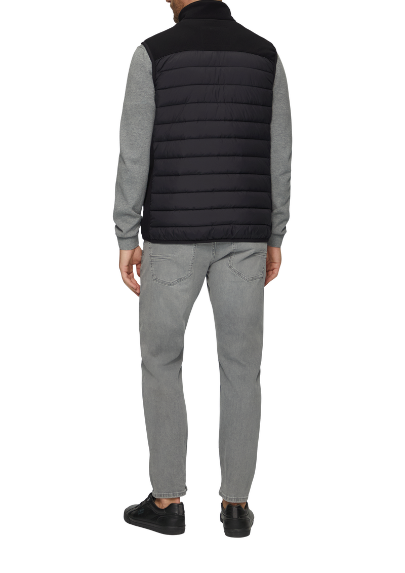 Pufferweste im Fabricmix mit Kontrast-Details