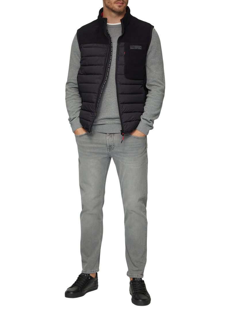 Pufferweste im Fabricmix mit Kontrast-Details