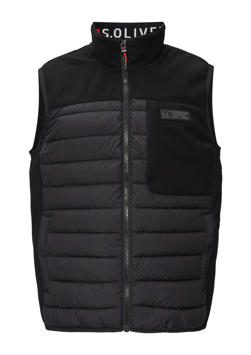 Pufferweste im Fabricmix mit Kontrast-Details