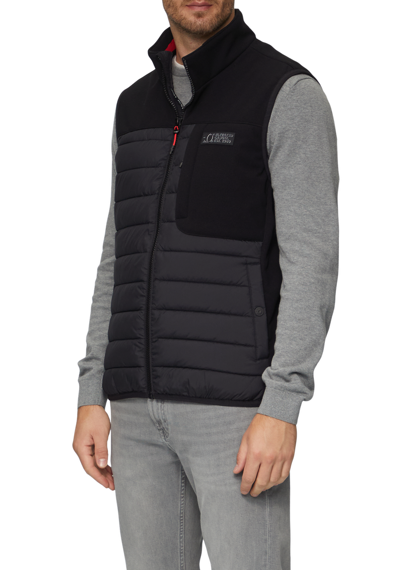 Pufferweste im Fabricmix mit Kontrast-Details