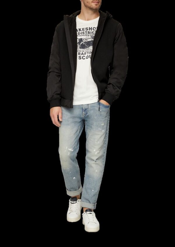 Jacke mit innovativem Materialmix und Kapuze