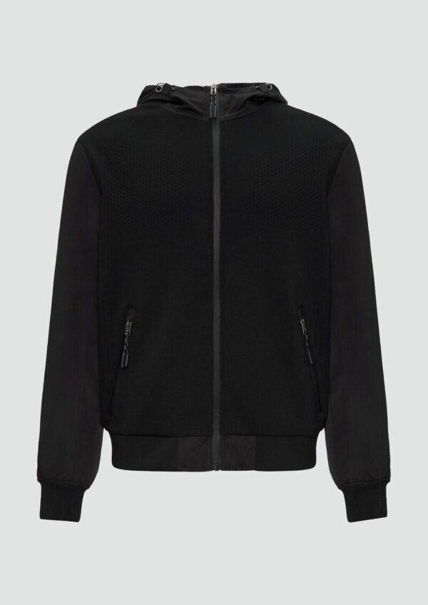 Jacke mit innovativem Materialmix und Kapuze