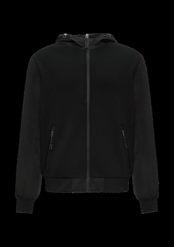 Jacke mit innovativem Materialmix und Kapuze