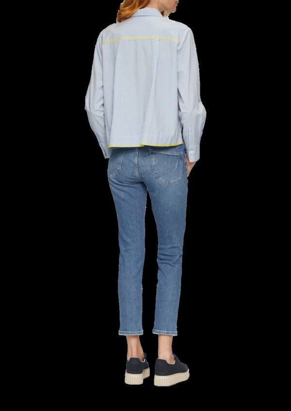 Verkürzte Streifenbluse mit Kontrast-Details