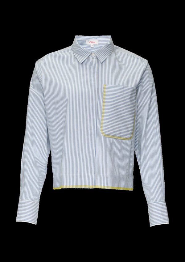 Verkürzte Streifenbluse mit Kontrast-Details