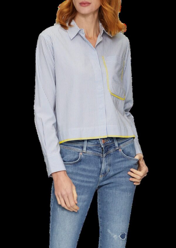 Verkürzte Streifenbluse mit Kontrast-Details