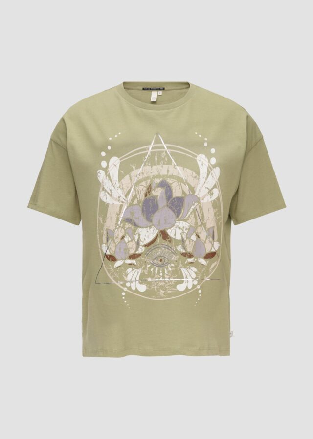 Print-T-Shirt mit überschnittenen Schultern