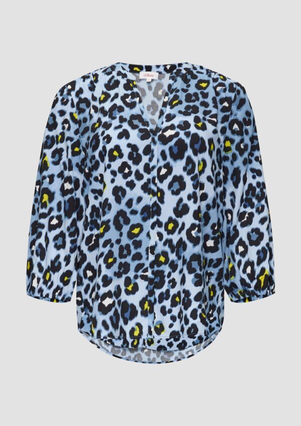 All-over-Print-Bluse aus Viskose mit Raffungen