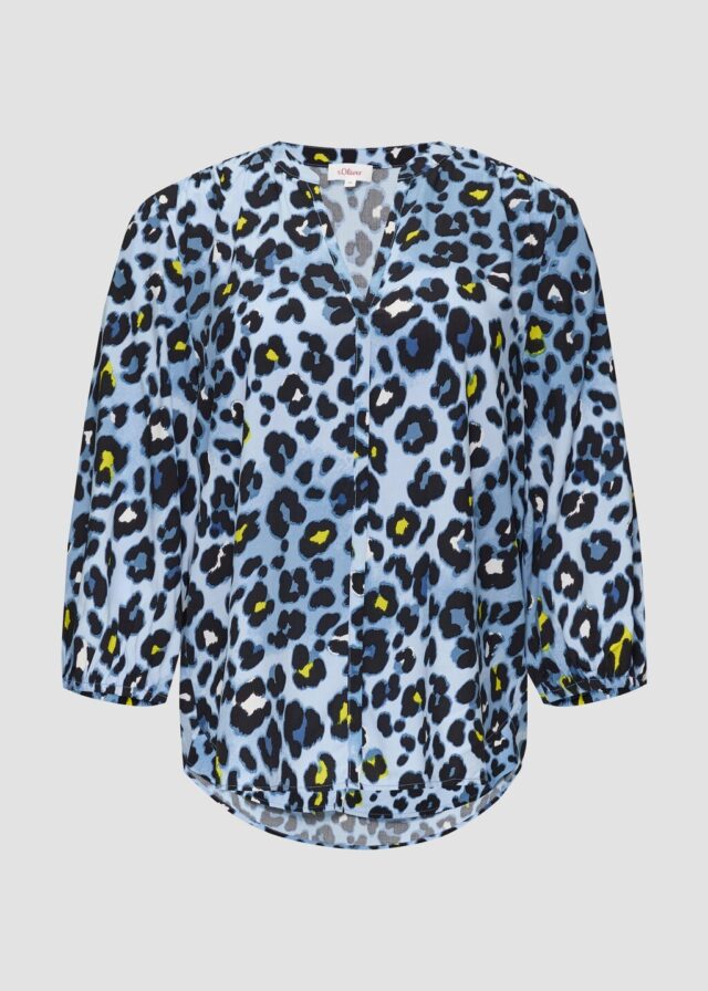 All-over-Print-Bluse aus Viskose mit Raffungen