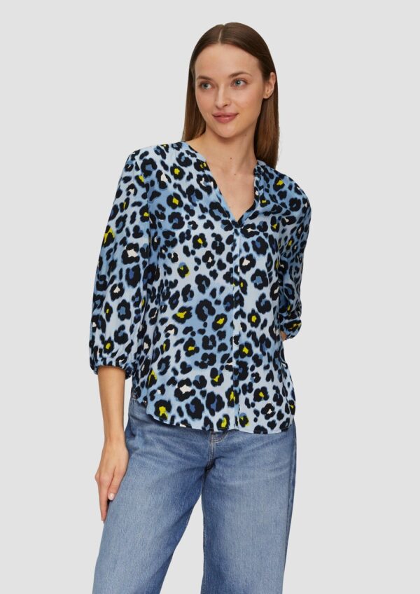 All-over-Print-Bluse aus Viskose mit Raffungen