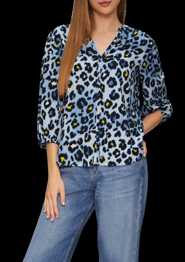 All-over-Print-Bluse aus Viskose mit Raffungen