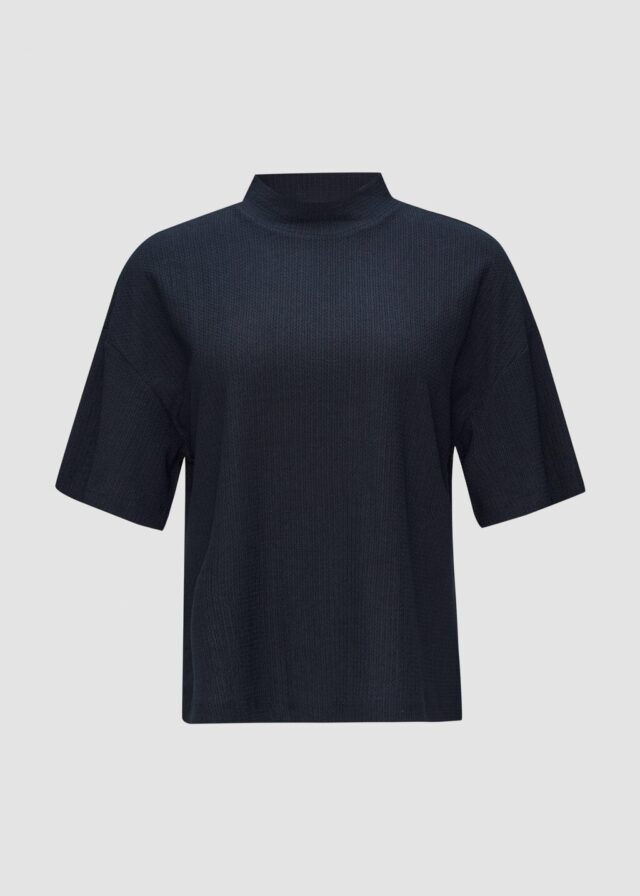 Crêpe-Shirt mit Stehkragen