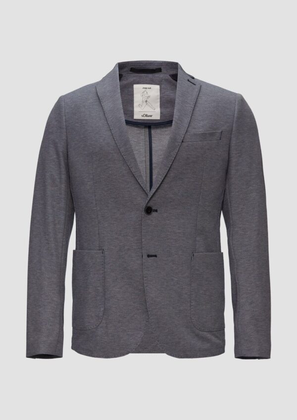 s.O JOGG: Anzugsakko aus Piqué-Jersey in zweifarbiger Optik