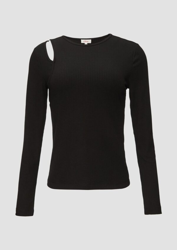 Geripptes Longsleeve mit Cut-Out