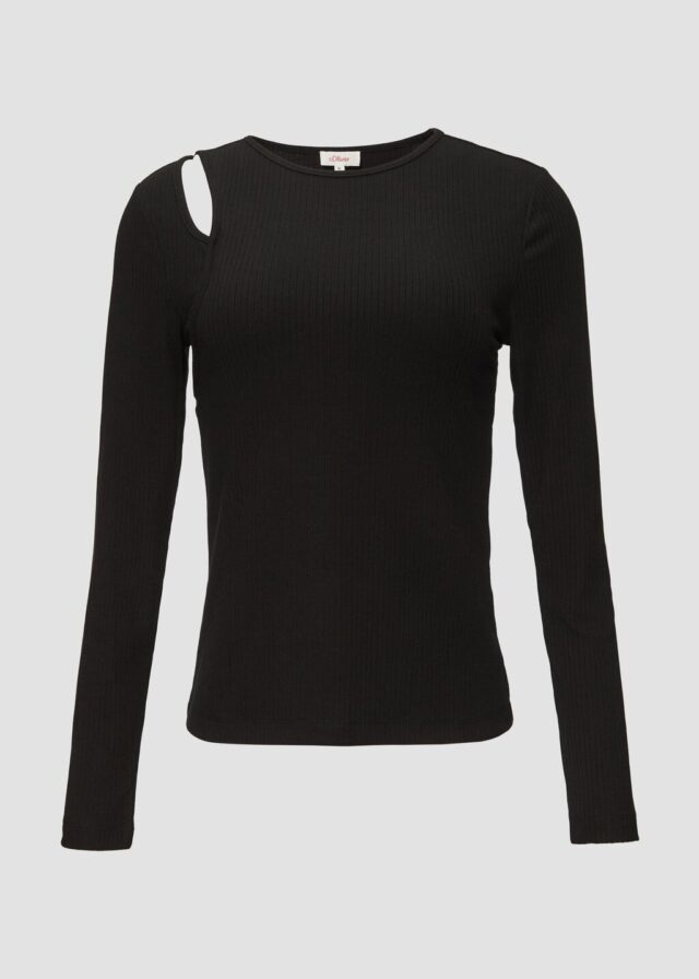 Geripptes Longsleeve mit Cut-Out