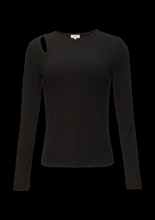 Geripptes Longsleeve mit Cut-Out