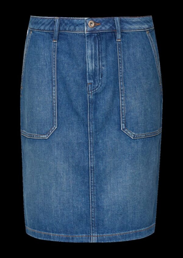 Kurzer Jeansrock mit aufgesetzten Taschen