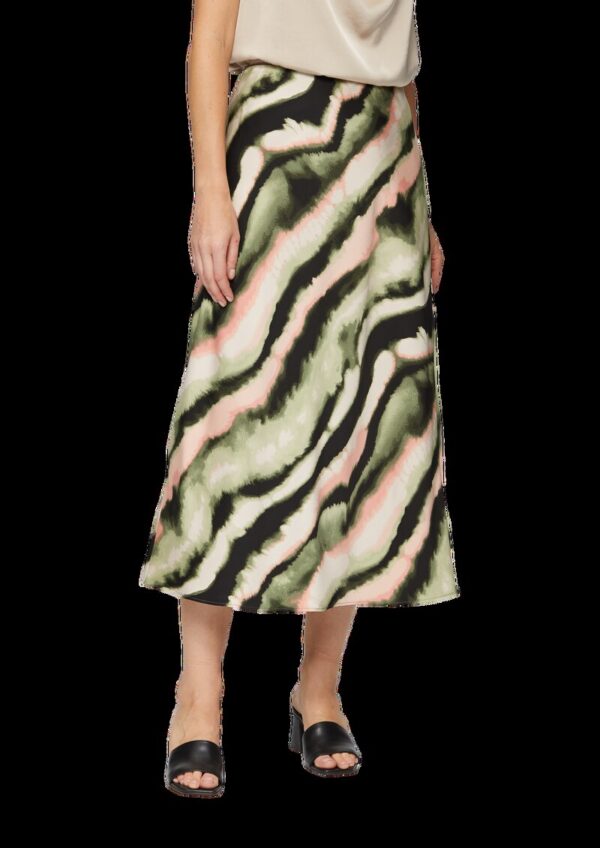 Satin-Rock mit elastischem Bund und All-over-Print