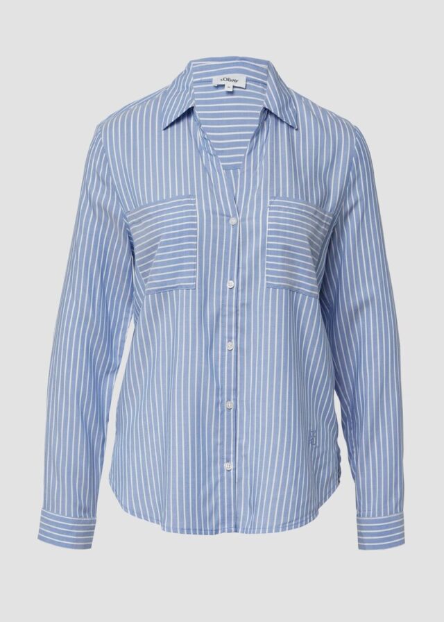 Streifenbluse mit aufgesetzten Taschen