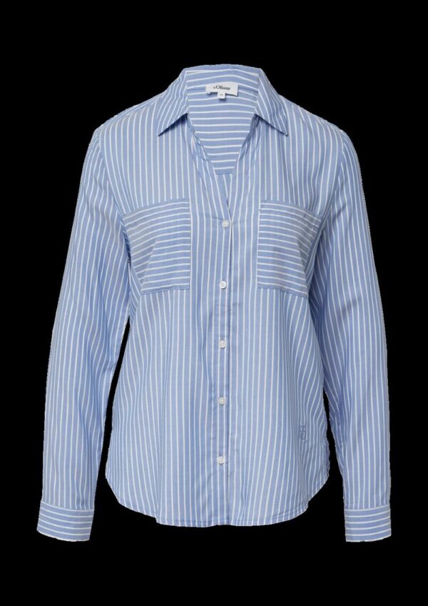 Streifenbluse mit aufgesetzten Taschen